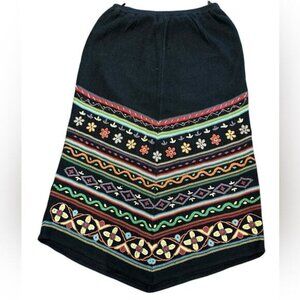 Double D Ranch Wear Women’s Large Black Embroidered Midi Skirt